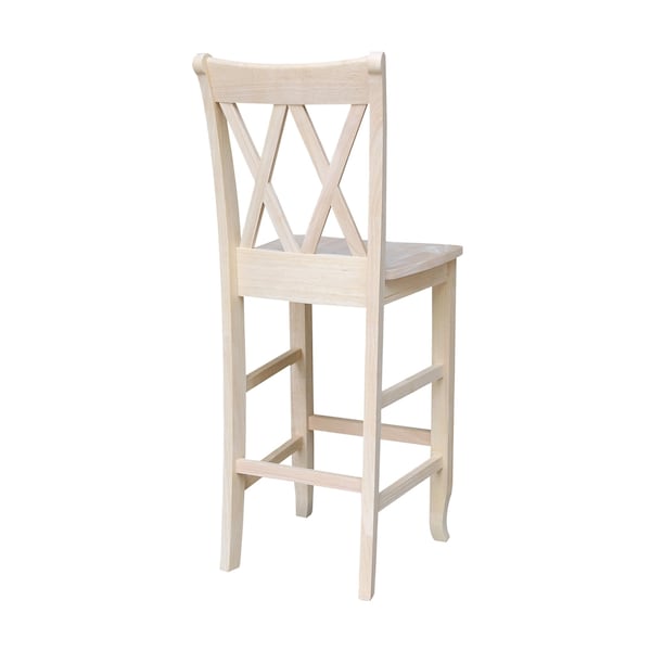 Double X-Back Bar Height Stool, 30 Seat Height, Unfinished